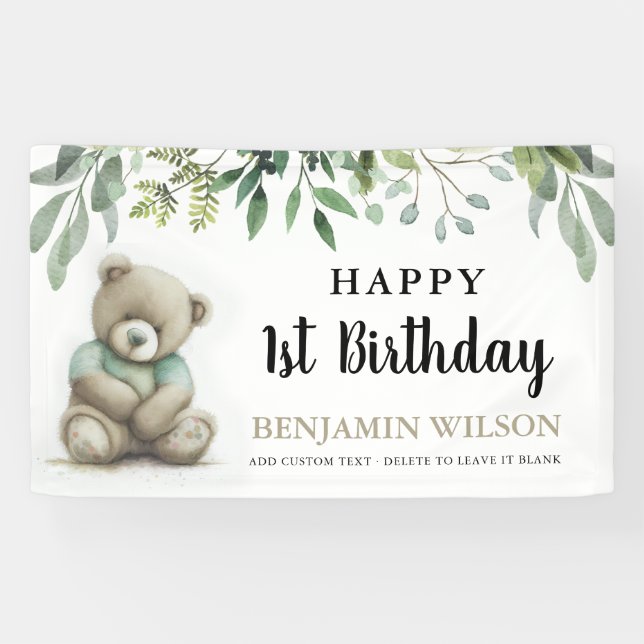 Niedlicher Wasserfarbenfroher Teddybär, der Geburt Banner (Horizontal)