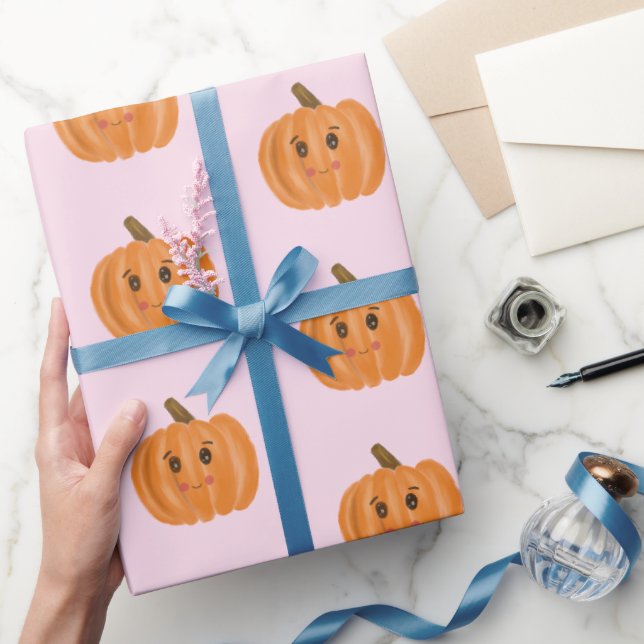 Niedlicher Wasserfarbenkürbis Geschenkpapier (Schenken)