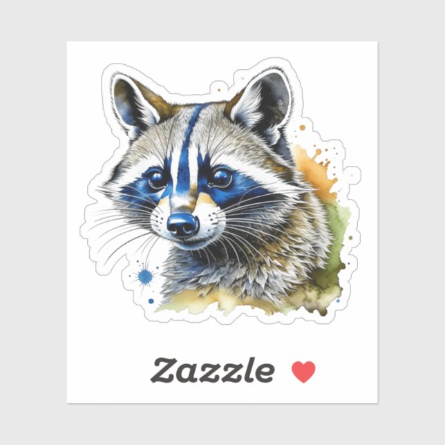 Niedlicher Wasserfarbenraccoon Aufkleber (Blatt)