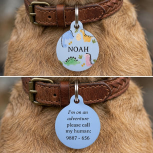 Niedlicher Wassermalfarben-Dinosaurier Personalisi Haustiermarke