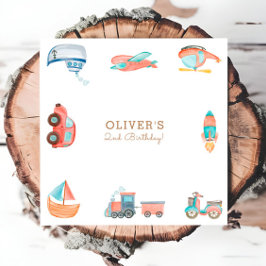 Niedlicher Wasserstraßenverkehr Junge Geburtstagsp Serviette