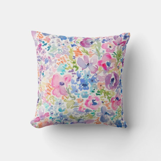 Niedlicher Watercolor-Blumen-Hintergrund Kissen (Vorderseite)