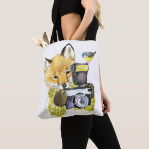 Niedlicher WatercolorFox, der Fotos macht Tasche