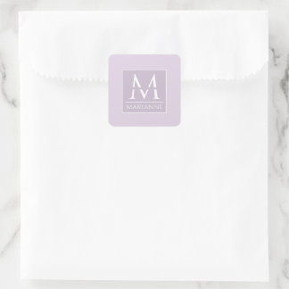Niedlicher weiblicher Lavendel Mit Monogramm Quadratischer Aufkleber