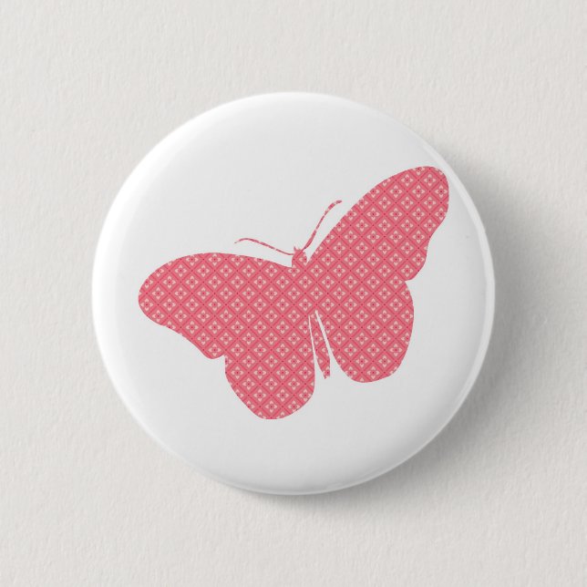 Niedlicher weiblicher Schmetterling Button (Vorderseite)