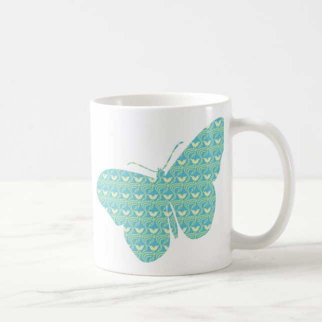 Niedlicher weiblicher Schmetterling Kaffeetasse (Rechts)