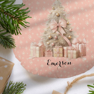 Niedlicher weich rosa Weihnachtsbaum mit individue Rundes Kissen