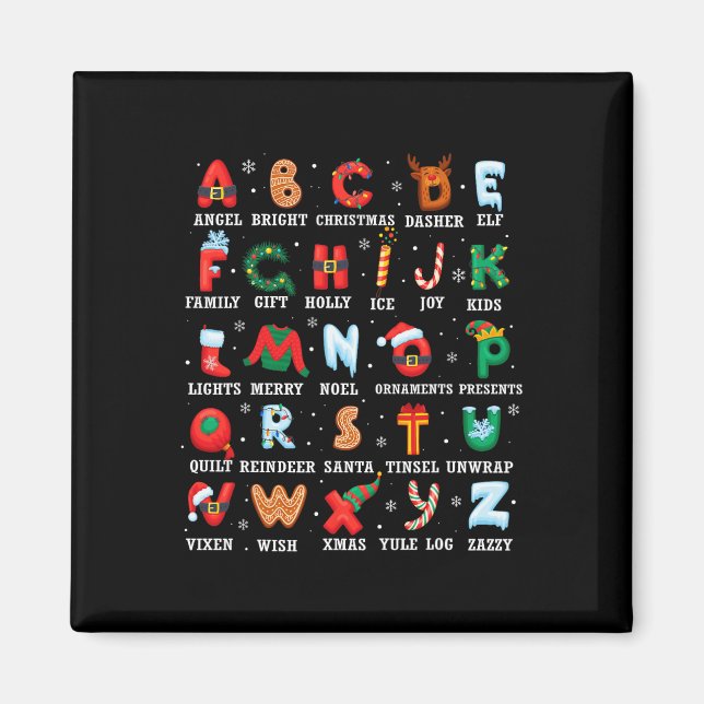Niedlicher Weihnachts Alphabet Kindergarten Kinder Magnet (Vorne)