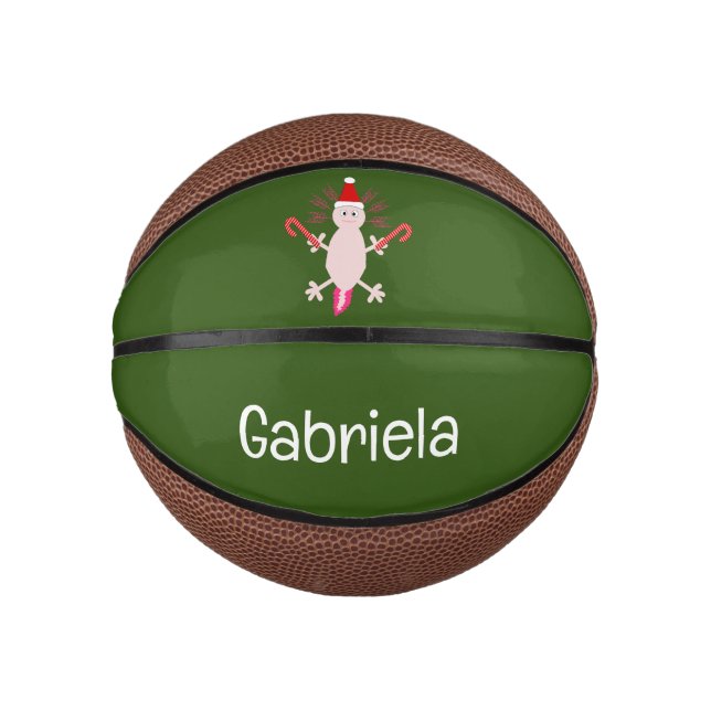 Niedlicher Weihnachts-Axolotl-Individuelle Name Mini Basketball (Vorderseite)