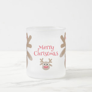 Niedlicher Weihnachts-Cartoon Reindeer Winter Whit Mattglastasse