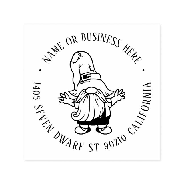 Niedlicher Weihnachts-Gnome-Cartoon Name Rücksende Permastempel (Design)