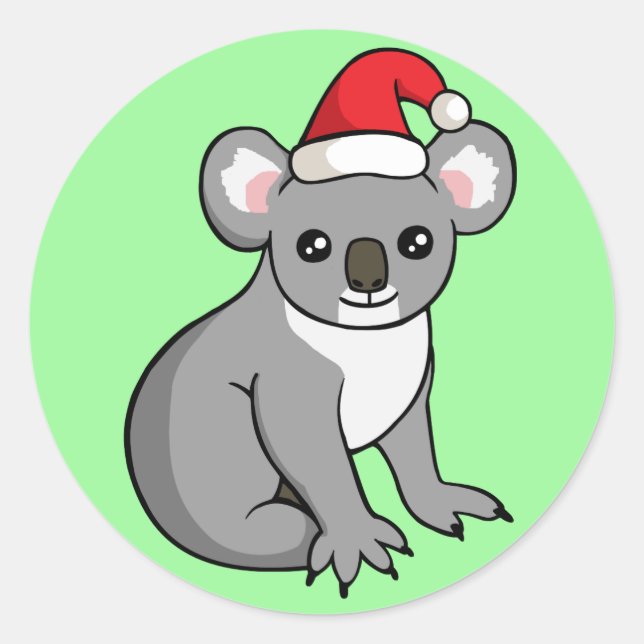 Niedlicher Weihnachts Koala in Weihnachtsmannmütze Runder Aufkleber (Vorderseite)