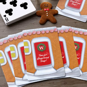 Niedlicher Weihnachts-Lebkuchen-Haus Monogram Holi Spielkarten
