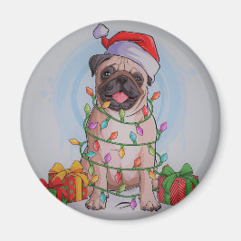 Niedlicher Weihnachts-Mops Dog Thermal Tumbler Magnet