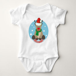 Niedlicher Weihnachts-Red-Nose-Rentier mit Hut des Baby Strampler