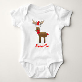 Niedlicher Weihnachts-Red-Nose-Rentier-Santa-Hut Baby Strampler