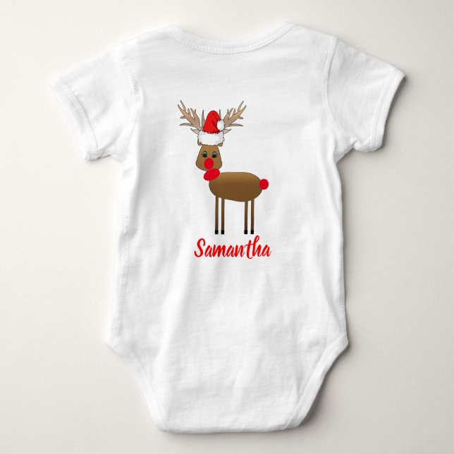 Niedlicher Weihnachts-Red-Nose-Rentier-Santa-Hut Baby Strampler (Rückseite)