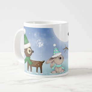 Niedlicher Weihnachts-Schneemann-Hase-und-Hirsch-R Jumbo-Tasse