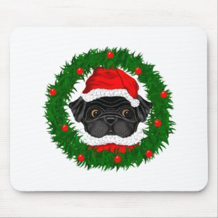 Niedlicher Weihnachts-Schwarzer Mops Weihnachten i Mousepad