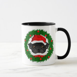 Niedlicher Weihnachts-Schwarzer Mops Weihnachten i Tasse