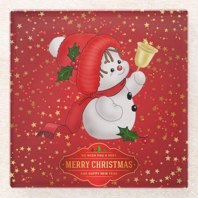 Niedlicher Weihnachts-Snowman-Glass-Untersetzer Glasuntersetzer (Vorderseite)