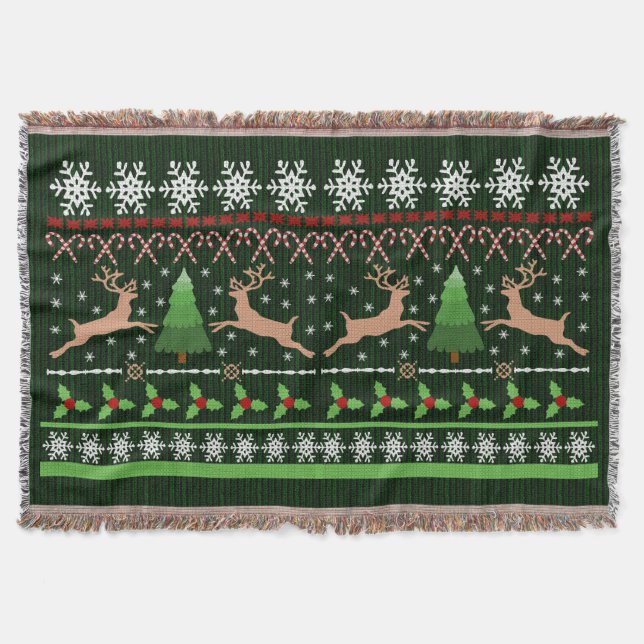 Niedlicher Weihnachts-Sweater-Muster Holiday Renti Decke (Vorderseite)