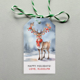 Niedlicher Weihnachts-Winter Rudolph Reindeer Wass Geschenkanhänger