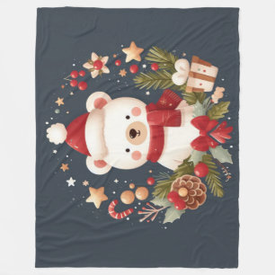 Niedlicher Weihnachts-/Winterbär im Keim Fleecedecke