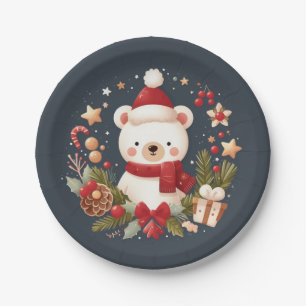 Niedlicher Weihnachts-/Winterbär im Keim Pappteller