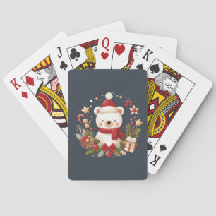Niedlicher Weihnachts-/Winterbär im Keim Spielkarten