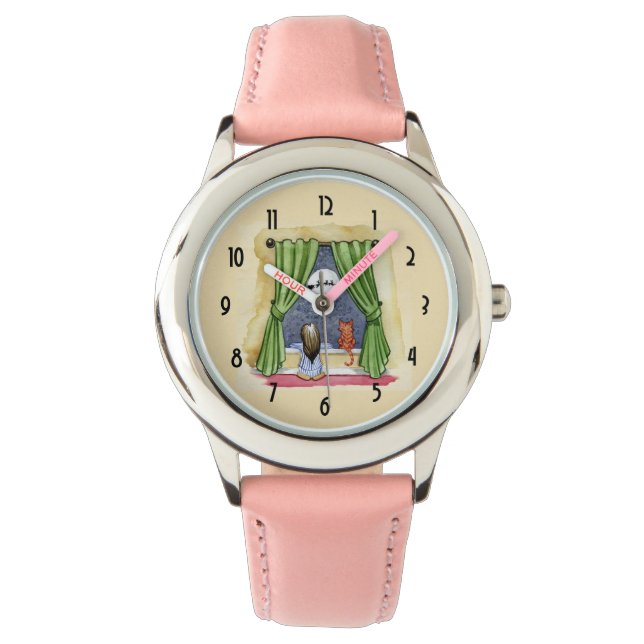 Niedlicher Weihnachtsabend Kind & Kitty Cat Wasser Armbanduhr (Vorderseite)