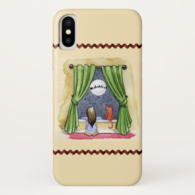 Niedlicher Weihnachtsabend Kind & Kitty Cat Wasser Case-Mate iPhone Hülle (Rückseite)