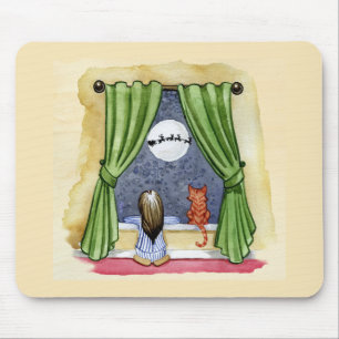 Niedlicher Weihnachtsabend Kind & Kitty Cat Wasser Mousepad