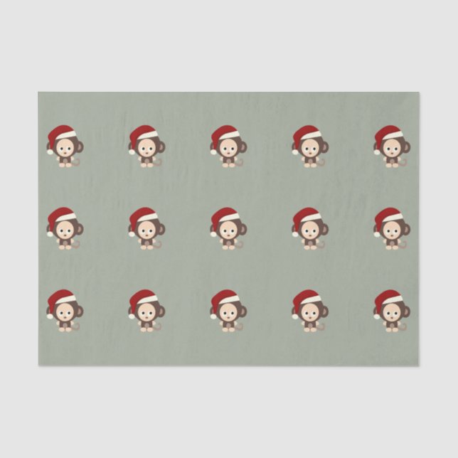 Niedlicher Weihnachtsaffe Seidenpapier (Vorderseite)
