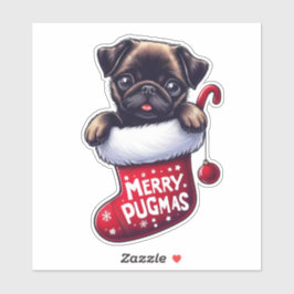 Niedlicher Weihnachtsaufkleber "Merry Pugmas" für  Aufkleber