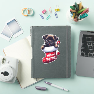 Niedlicher Weihnachtsaufkleber "Merry Pugmas" für  Aufkleber