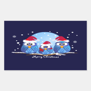 Niedlicher Weihnachtsaufkleber mit Owls Rechteckiger Aufkleber