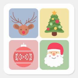 Niedlicher Weihnachtsaufkleber Quadratischer Aufkleber