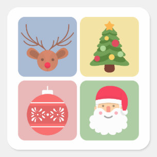 Niedlicher Weihnachtsaufkleber Quadratischer Aufkleber