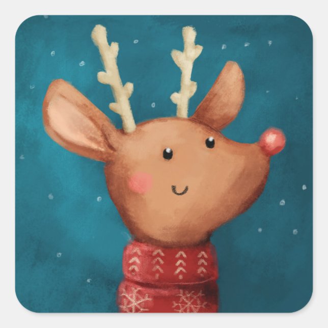 Niedlicher Weihnachtsaufkleber Quadratischer Aufkleber (Vorderseite)