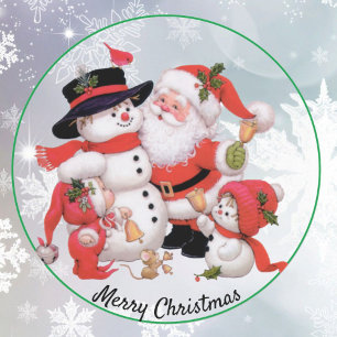 Niedlicher Weihnachtsaufkleber und Snowman Weihnac Runder Aufkleber