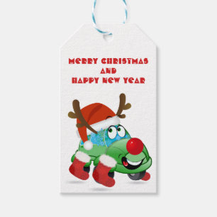 Niedlicher Weihnachtsauto-Cartoon Geschenkanhänger