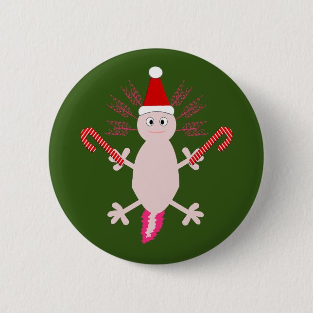 Niedlicher WeihnachtsAxolotl Button (Vorderseite)