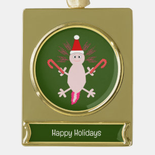 Niedlicher WeihnachtsAxolotl Custom Banner-Ornament Gold