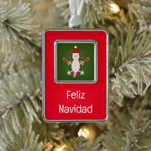 Niedlicher WeihnachtsAxolotl Custom Rahmen-Ornament Silber