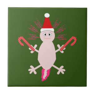 Niedlicher WeihnachtsAxolotl Fliese