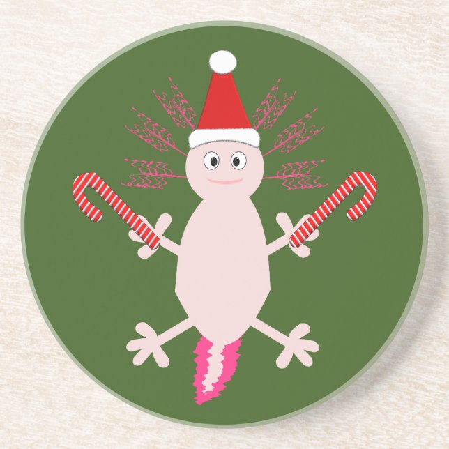 Niedlicher WeihnachtsAxolotl Getränkeuntersetzer (Vorne)