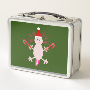 Niedlicher WeihnachtsAxolotl Metall Brotdose