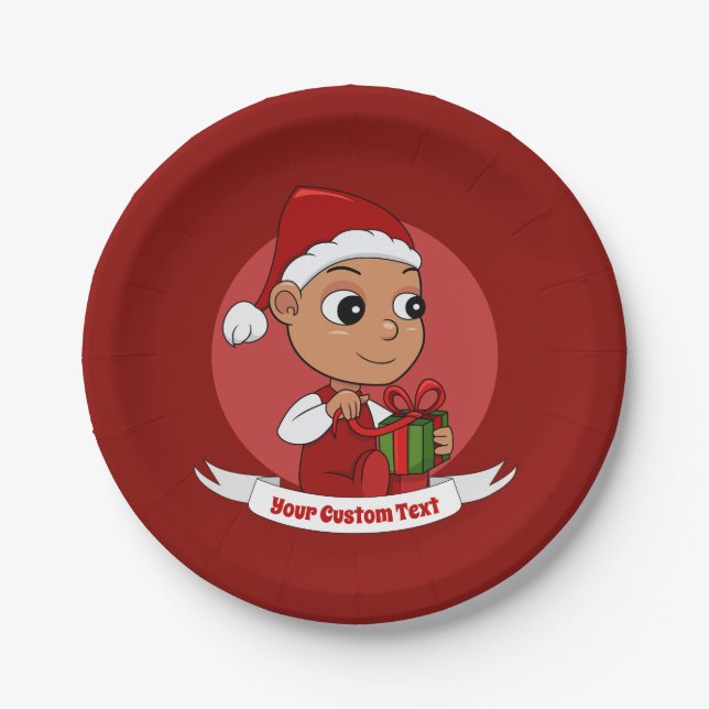 Niedlicher Weihnachtsbaby Cartoon Paper Teller (Vorderseite)