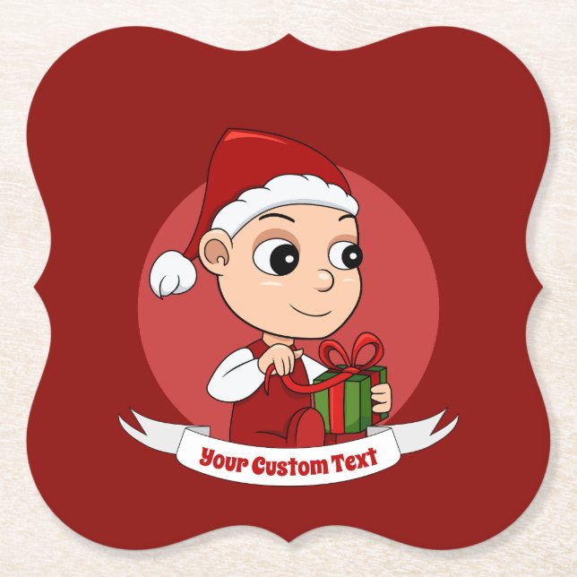Niedlicher Weihnachtsbaby Cartoon Paper Untersetze Untersetzer (Vorderseite)